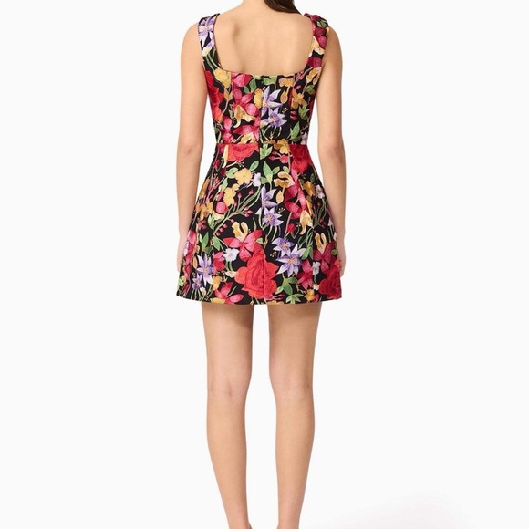 ELLIATT Talia Mini Dress Black Floral Wedding Guest Cocktail Party size XS - Picture 9 of 12